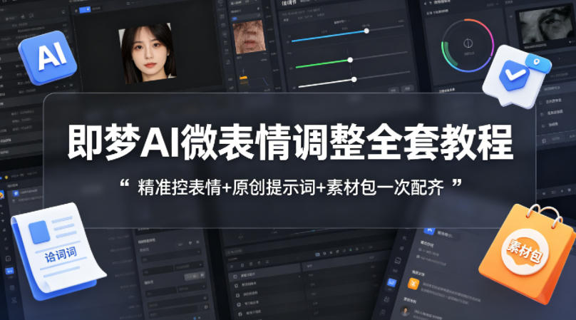即梦AI微表情调整全套教程，精准控表情+原创提示词+素材包一次配齐-众狼学堂