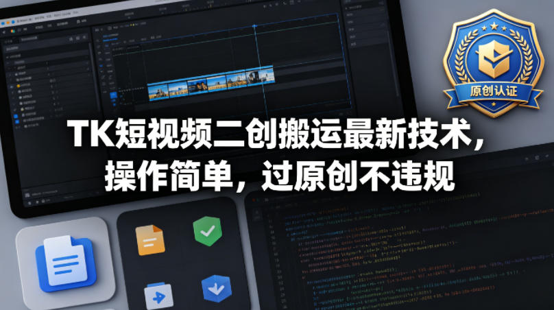 TK短视频二创搬运最新技术，操作简单，过原创不违规-众狼学堂