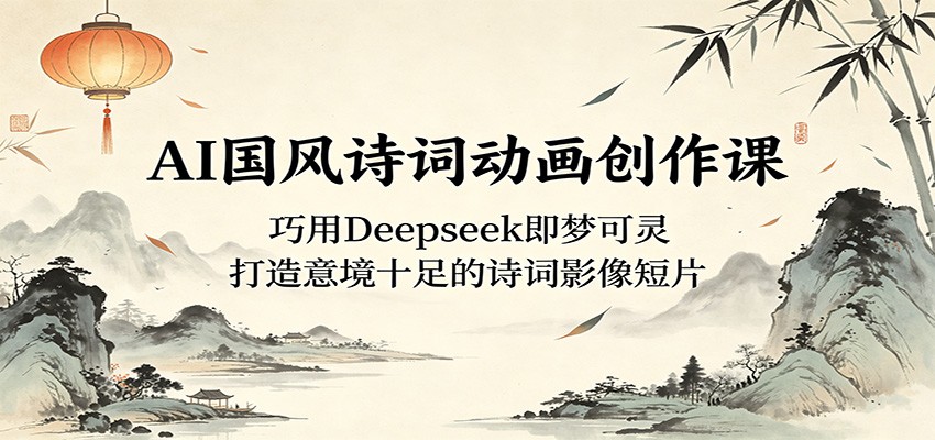 AI国风诗词动画创作课：巧用Deepseek即梦可灵，打造意境十足的诗词影像短片-众狼学堂