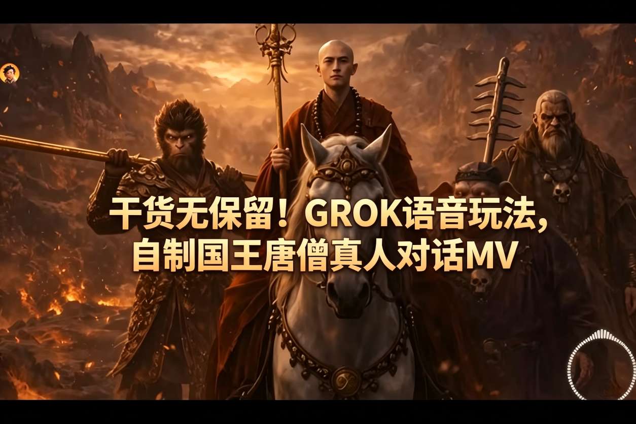干货无保留！GROK语音玩法，自制国王唐僧真人对话MV-众狼学堂