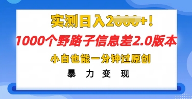2025抖音1000个野路子信息差最新玩法，一分钟过原创，暴力变现月入几k-众狼学堂