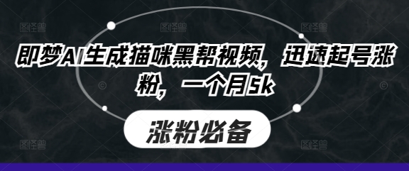 即梦AI生成猫咪黑帮视频，迅速起号涨粉，一个月5k-众狼学堂