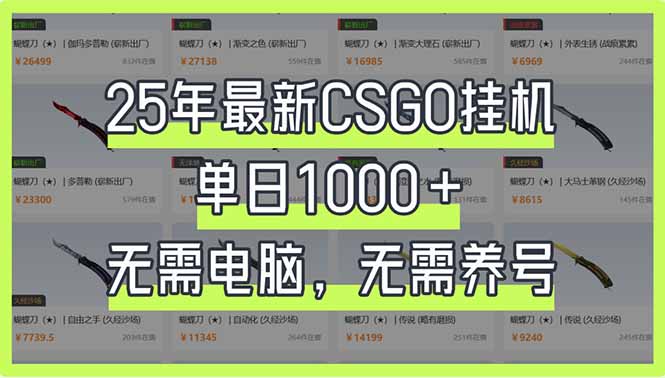 （14178期）25年最新CSGO挂机系统，单日1000+，无需电脑，无需养号，0基础可上手-众狼学堂