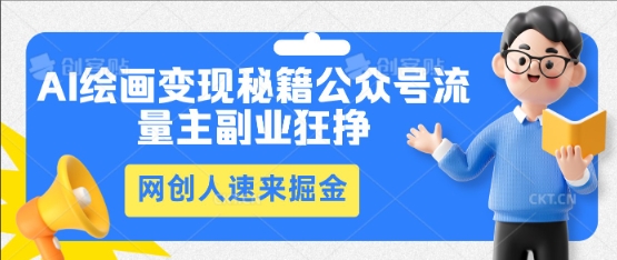 AI绘画变现秘籍：公众号流量主副业狂挣，网创人速来掘金-众狼学堂