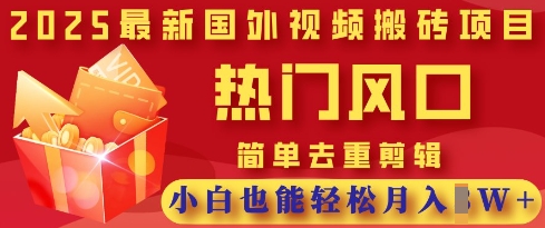 2025最新视频搬砖项目，热门风口，简单去重剪辑，小白也能轻松月入过W-众狼学堂