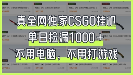 真全网独家CSGO挂G，单日捡漏1k+【揭秘】-众狼学堂