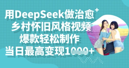 用DeepSeek做治愈乡村怀旧风格视频，爆款轻松制作，当日最高变现多张-众狼学堂